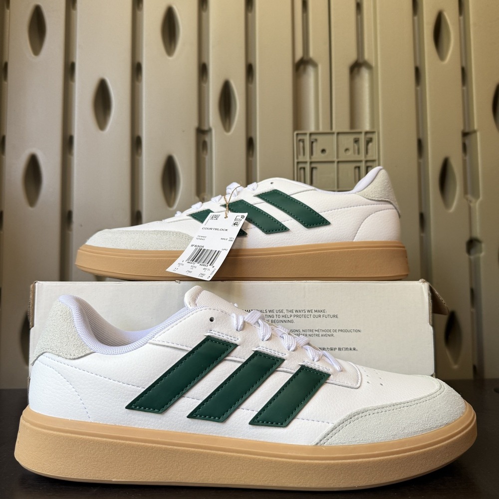 Adidas Men's Size 11 COURTBLOCK Shoes Sneakers White Green Gum IF6505